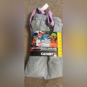 Gerry Weber Youth Gray Snow Pants with Pink Suspenders size 7/8